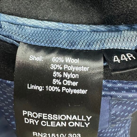 Hart Schaffner Marx Topcoat Dress Car Coat Men's 44R Wool Blend Black 3 Button - Picture 10 of 10